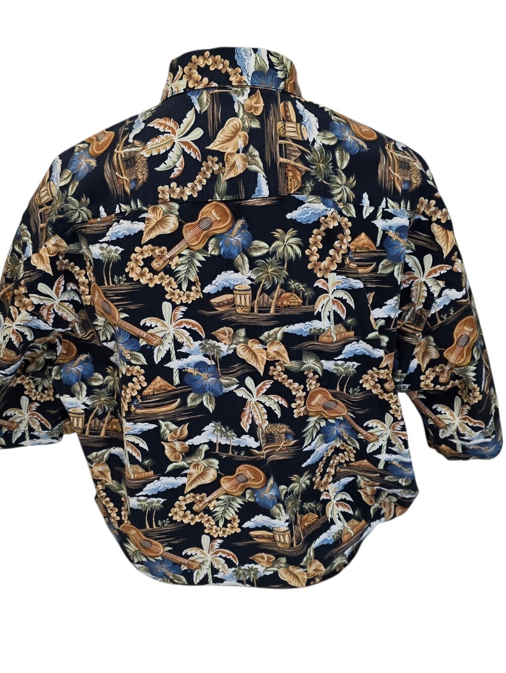 Pierre Cardin Black Short Sleeve Shirt with Brown & Blue Tropical Print - Picture 4 of 6
